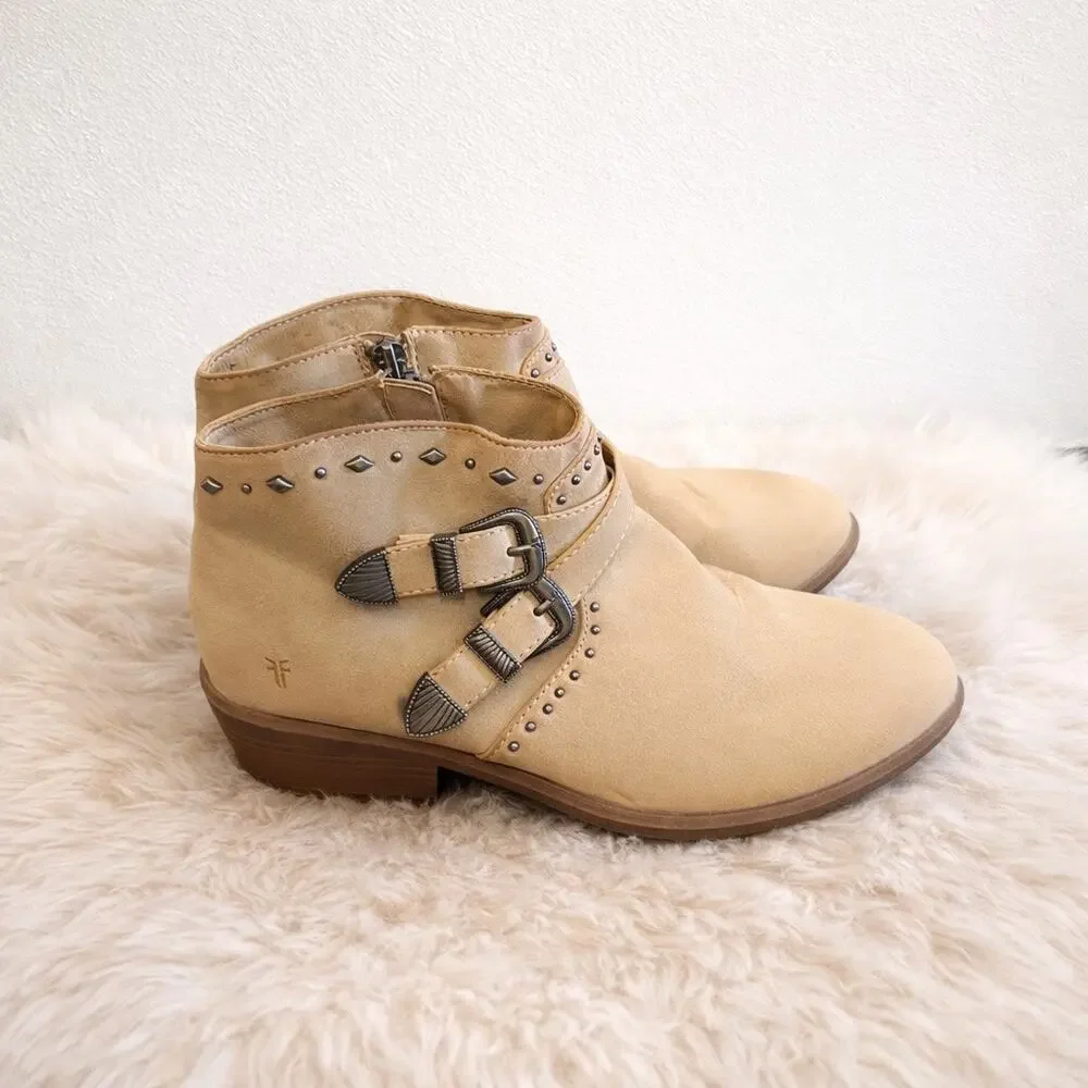 Frye Ellen Studs Ankle Boots Light Tan Leather Women’s 6.5 36 Boho Cowgirl Rodeo - Picture 5 of 8